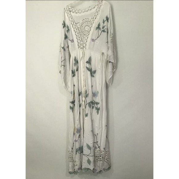 NWT Fillyboo I Am Lola Maxi Dress Duster Size Large Hand Embroidered - Picture 6 of 8